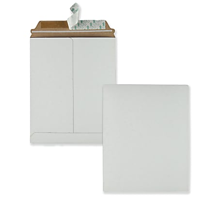 Quality Park® Redi-Strip  9" x 11 1/2" Photo/Document Mailers, Self-Adhesive, White, Box Of 25