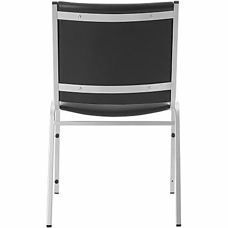 Lorell Padded Stacking Chairs - Black Vinyl Seat - Vinyl Back - Steel Frame - Black - Steel, Vinyl - 4 / Carton