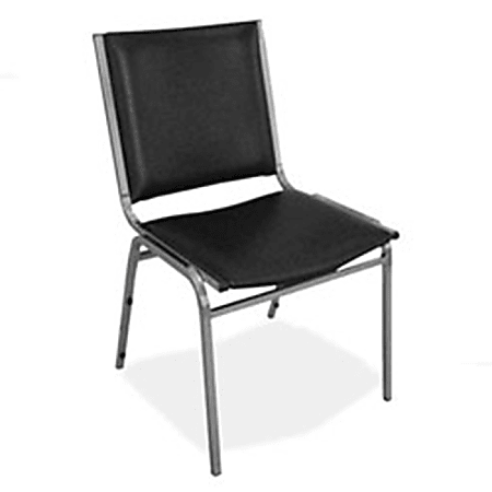 Lorell® Padded Vinyl Seat, Vinyl Back Stacking Chair 16 1/5" Seat Width, Black Seat/Chrome Frame, Quantity: 4