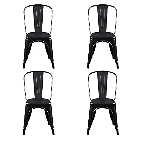 Eurostyle Corsair Stacking Side Chairs, Black, Set Of 4 Chairs