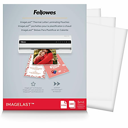 Fellowes Laminating Pouches, Glossy, 5 mil Thick, Clear, Pack Of 150