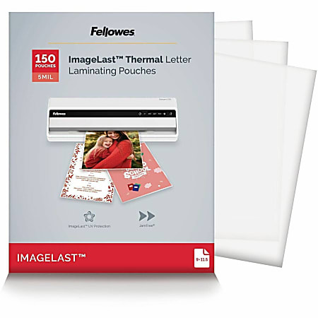 Fellowes Laminating Pouches, Glossy, 5 mil Thick, Clear, Pack Of 150