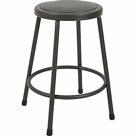 Lorell Metal Shop Stool - Vinyl Seat Material - Light Gray - Metal - 1 Each