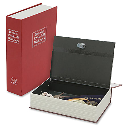 FireKing BK0802 Concealed Lock Book Safe - Key Lock - for Money, Book, Gun, Medicine - Internal Size 10" x 7.25" x 2.25" - Overall Size 10.5" x 7.8" x 2.5" - Red, Silver - Steel