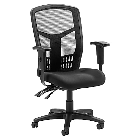 Lorell® Ergomesh High-Back Multifunction Chair, Fabric Seat, Black