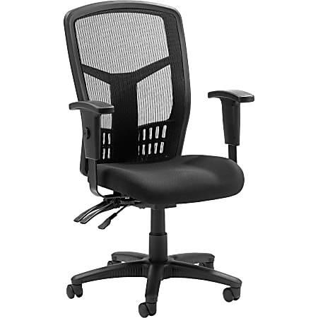 Lorell® Ergomesh High-Back Multifunction Chair, Fabric Seat, Black
