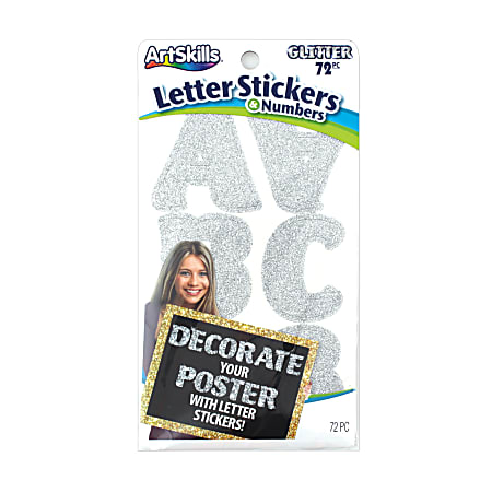 Artskills Glitter Letter Stickers 2 14 Custom Silver Pack Of 72