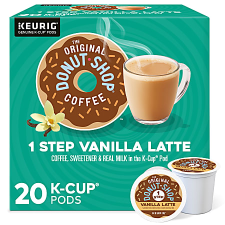 The Original Donut Shop&reg; Single-Serve K-Cup&reg;, 1-Step Vanilla Latte, Carton of 20