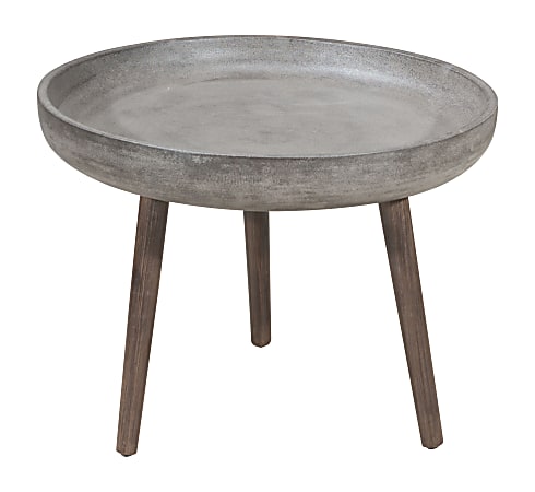Zuo Modern Brother Side Table, Round, Cement/Natural