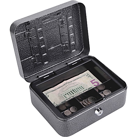 FireKing CB0806 Locking Convertible Cash Key Box - Key Lock - for Money, Coin - Internal Size 3.25" x 7.69" x 6" - Silver, Black - Plastic, Steel