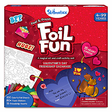 Skillmatics Foil Fun Valentine's Day Friendship Exchange Craft Kit, Kit Of 150 Pieces