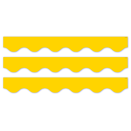 Creative Teaching Press EZ Border, 3" x 24" Strips, Core Decor Yellow Wavy, 48 Feet Per Pack, Set Of 3 Packs