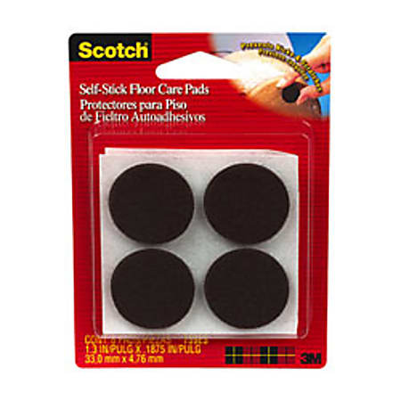 Scotch® Self-Stick Felt Pads, Brown, 1 1/3", Pack Of 8