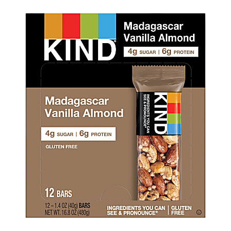 KIND® Madagascar Vanilla Almond Bars, 1.41 Oz, Box Of 12