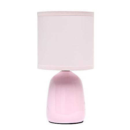Simple Designs Thimble Base Table Lamp, 10-1/16"H, Light Pink/Light Pink