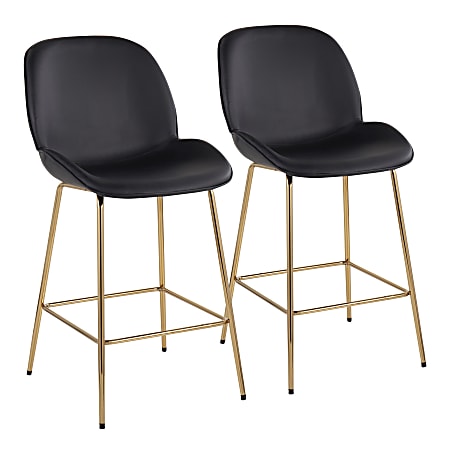 LumiSource Diva Counter Stools, Gold/Black, Set Of 2 Stools