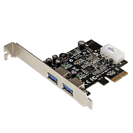 StarTech.com 2 Port PCI Express (PCIe) SuperSpeed USB 3.0 Card Adapter with UASP - LP4 Power - Add 2 SuperSpeed USB 3.0 ports to your PCI Express-enabled PC - 2 Port PCI Express (PCIe) SuperSpeed USB 3.0 Card Adapter with UASP - LP4 Power