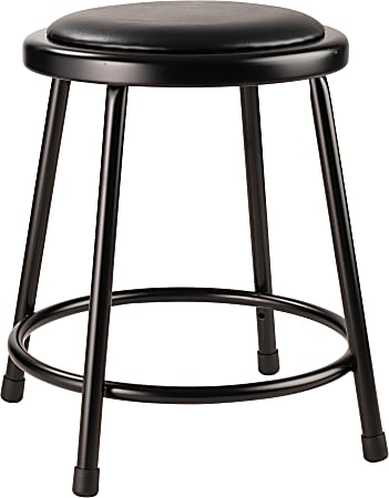 National Public Seating 6400 Series: Vinyl Task Stool 18"H, Black Seat/Black Frame