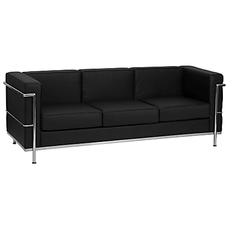 Flash Furniture Hercules Regal Contemporary Bonded LeatherSoft™ Sofa, Black/Stainless Steel