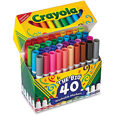 Crayola® The Big 40 Washable Markers, Set Of 40 Markers, Conical Point, Assorted Colors