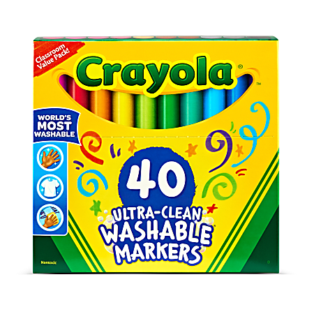 Crayola® The Big 40 Washable Markers, Set Of 40 Markers, Conical Point, Assorted Colors