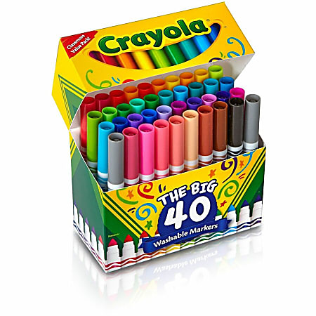 Crayola Ultra Clean Washable Markers Fine Tip Assorted Classic Colors Box  Of 10 - Office Depot