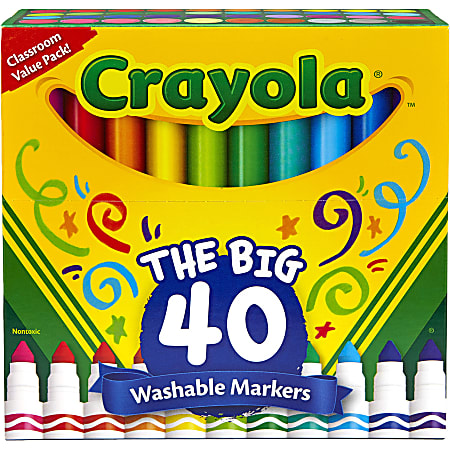 Crayola Ultra Clean Fine Line Washable Markers (40 Count), Colored Markers  for Kids, Art Markers, Craft