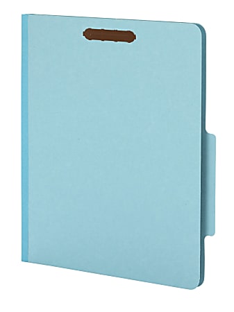 Pendaflex® Pressboard Classification File Folders With Fasteners, 8 1/2" x 11", Letter Size, 60% Recycled, Blue, Box Of 10