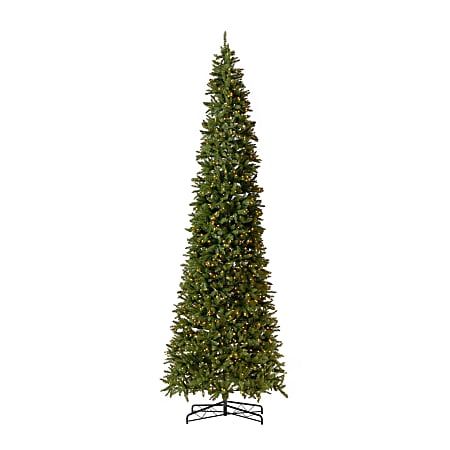 Nearly Natural Green Mountain Pine 156”H Slim Artificial Christmas Tree With Bendable Branches, 156”H x 34”W x 34”D, Green