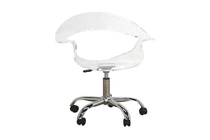 Baxton Studio Liv Swiveling Mid-Back Chair, Clear/Chrome