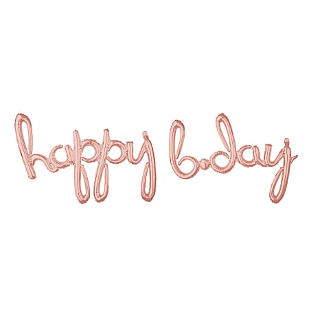 Amscan "Happy B-Day" Cursive Balloon Banner, 76" x 27", Rose Gold