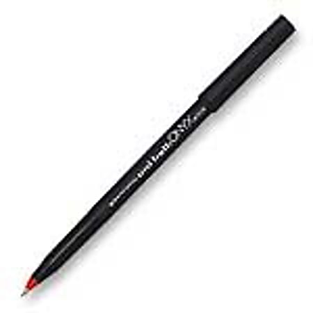 uni-ball® Onyx® Rollerball Pen, Extra Fine Point, 0.5 mm, Black Barrel, Red Ink