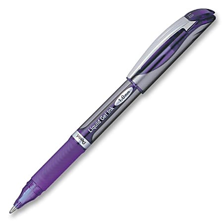 Pentel EnerGel Deluxe Liquid Gel Pens - Bold Point Type - 1 mm Point Size - Refillable - Violet Gel-based Ink - Silver Barrel - 1 Each