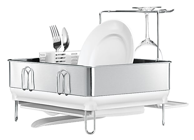 simplehuman® Compact Steel Frame Dish Rack, White