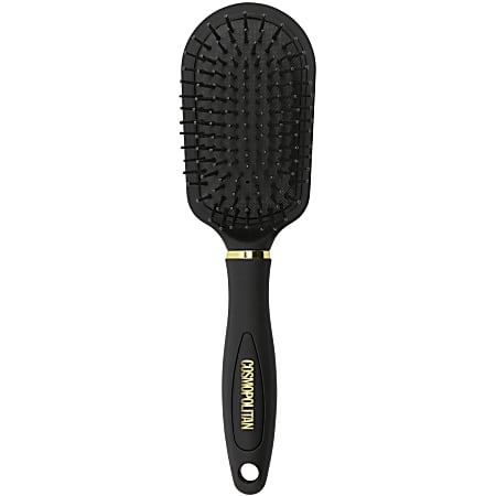 Cosmopolitan Detangling Rubberized Wet/Dry Hair Brush, 1-5/8" x 9-1/16" x 3-1/16", Black/Gold
