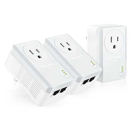 TP-LINK AV500 Passthrough Powerline Adapter, 2 Ethernet Ports, 3-Pack Kit