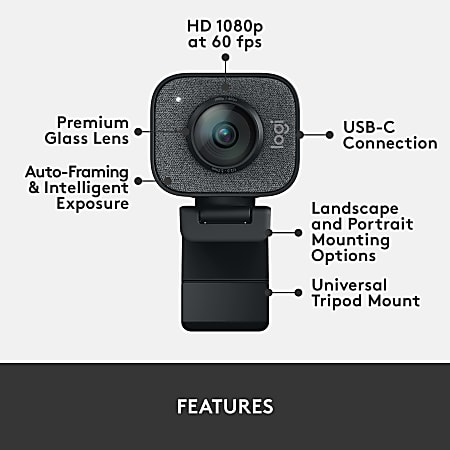 Logitech 4K Pro Webcam with HDR and Noise Canceling Mics Black - Office  Depot