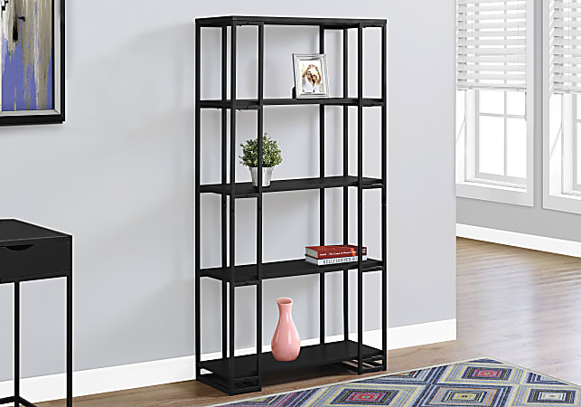 Monarch Specialties 4-Shelf Contemporary Metal Bookcase, Black