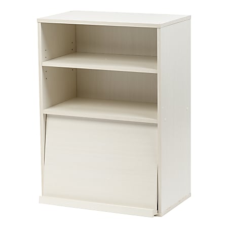 IRIS 33"H Open Wood-Shelf With Pocket Door, Off White