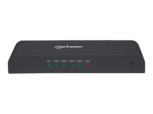 Manhattan HDMI Splitter, 4-Port, 4K@30Hz, AC Powered, Black, Three Year Warranty, Boxed - Video/audio splitter - 4 x HDMI - desktop