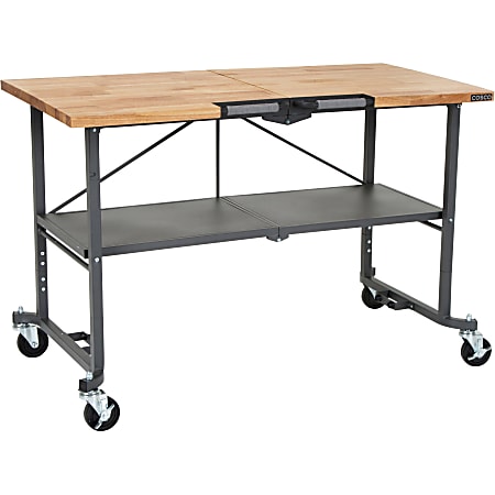 Cosco SmartFold Butcher Block Portable Workbench - x 52" Table Top Width x 34.80" Table Top Depth - 25.50" Height - Assembly Required - Gray - 1 Each
