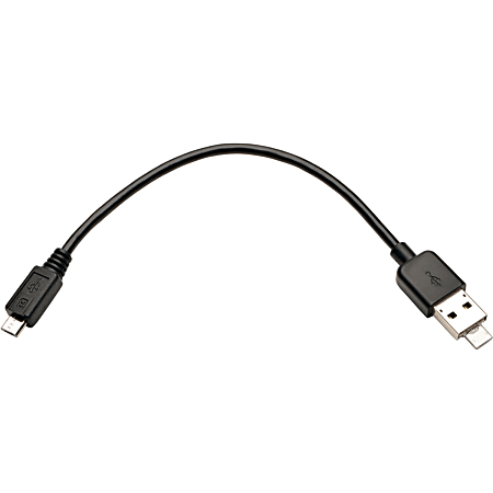 Tripp Lite 7 Inch USB 2.0 OTG Cable with 2-in-1 Connector Combo USB-A to USB Micro-B M/M - USB for Smartphone, Tablet - 1 x Type A Male USB, 1 x Type B Male Micro USB - 1 x Type B Male Micro USB - Black"