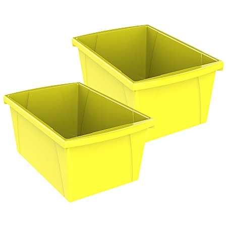Storex Classroom Storage Bin, Medium, Yellow, Pack Of 2