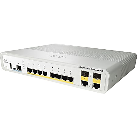 Cisco Catalyst 3560CG-8PC-S Layer 3 Switch - 8 Ports - Manageable - Gigabit Ethernet - 10/100/1000Base-T - Refurbished - 3 Layer Supported - 2 SFP Slots - Twisted Pair - PoE Ports - Desktop, Rack-mountable - Lifetime Limited Warranty