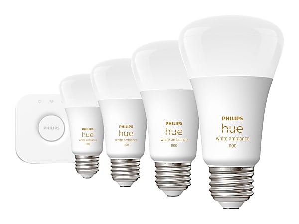 Philips Hue White ambiance Starter Kit - Wireless lighting set - LED light bulb x 4 - E26 - total: 42 W (equivalent 300 W) - 563270