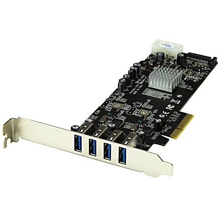 StarTech.com 4 Port PCI Express (PCIe) SuperSpeed USB 3.0 Card Adapter w/ 2 Dedicated 5Gbps Channels - UASP - SATA / LP4 Power