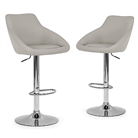 Glamour Home Alani Bar Stools, Chrome/Ashy Gray, Set Of 2 Stools