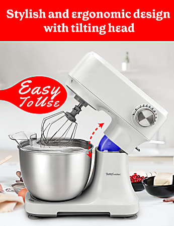 Betty Crocker 3.7 Quart Electric Stand Mixer With 10 Speeds 12 5 8 H x 14 W x 8 D White