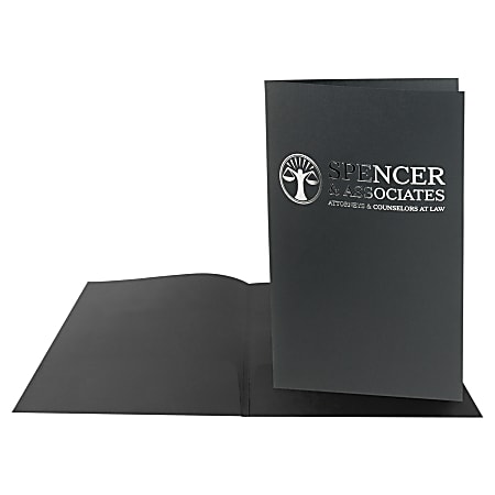 Custom 1-Color Foil Stamped Legal-Size Presentation Folders, 9" x 14-1/2", Box Of 100 Folders