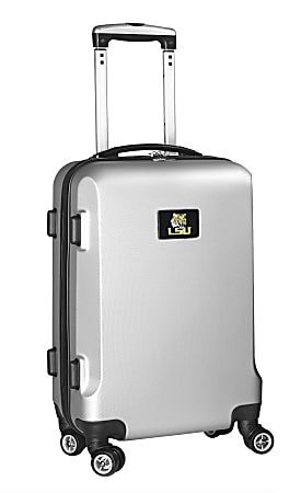 Denco Sports Luggage Rolling Carry-On Hard Case, 20" x 9" x 13 1/2", Silver, LSU Tigers
